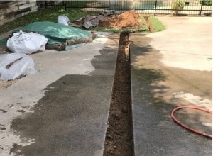Trench for Channel Drain and a PVC Pipe System