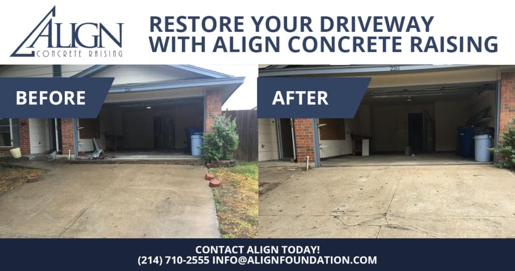 Concrete Raising and Restoration of Driveway Before and After