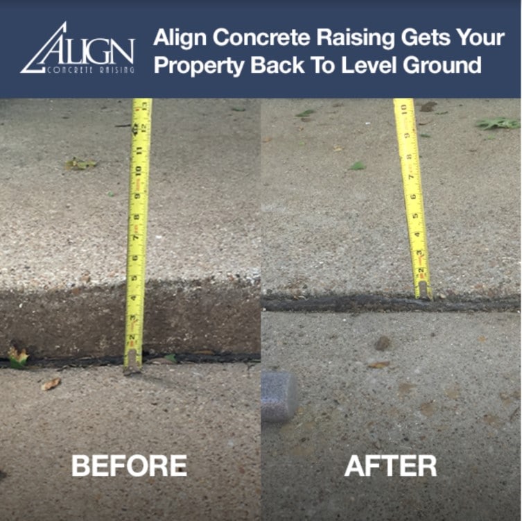 Concrete Raising of Sidewalk Before and After