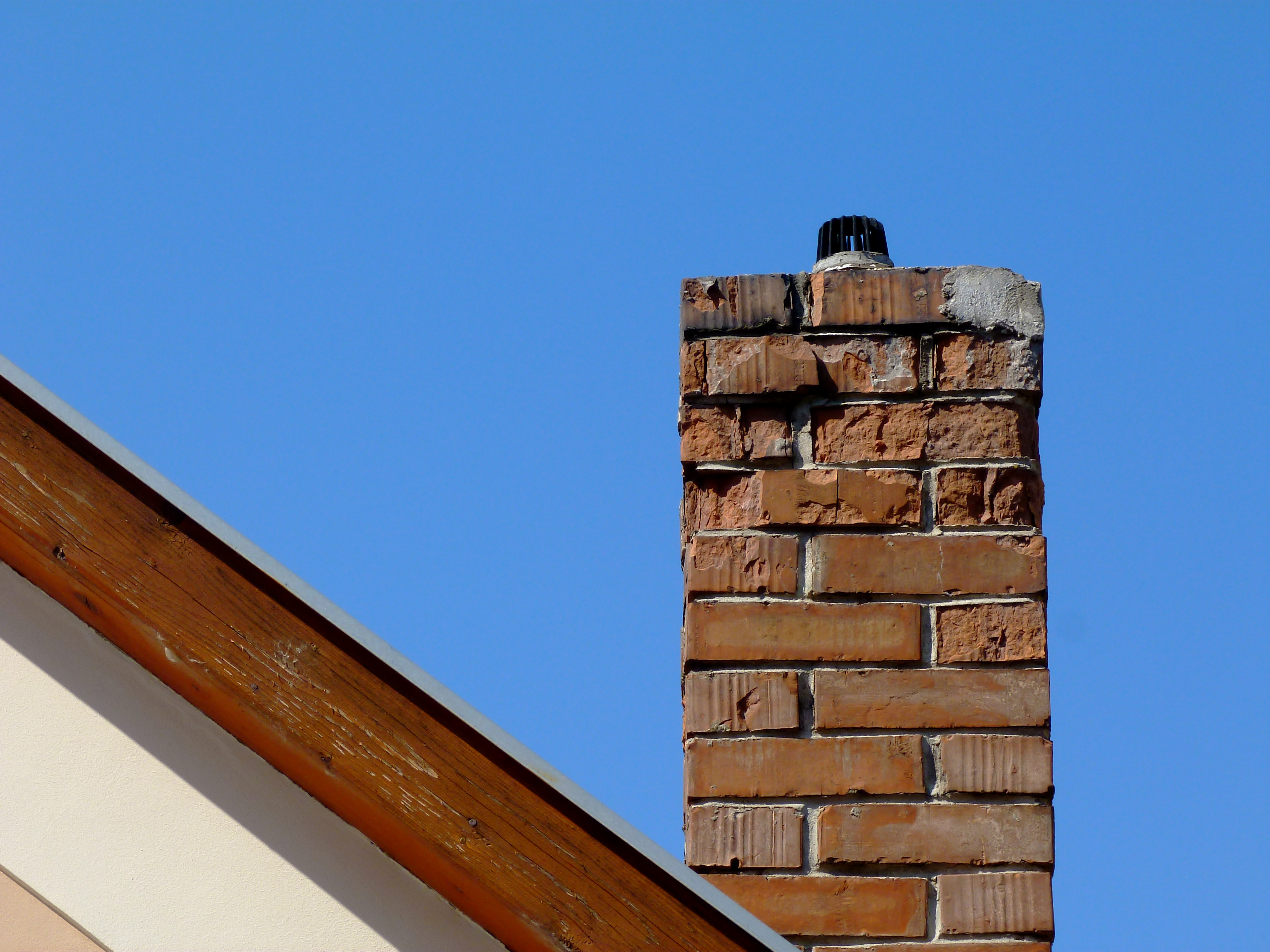 Brick chimney on house